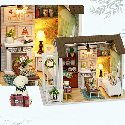 Mini domek dla kotka z meblami na prezent