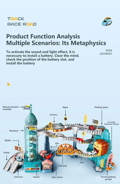 Tor wyścigowy Lew z samochodami dla dzieci