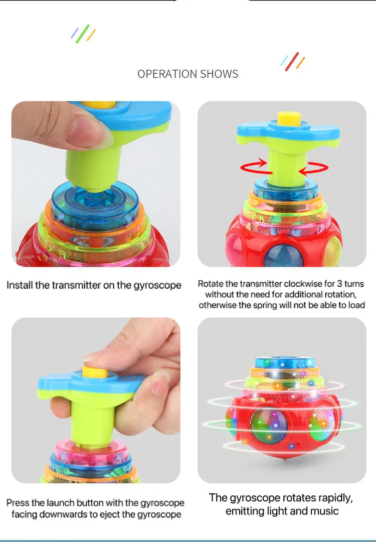 Świecący obracający się bączek z muzyką