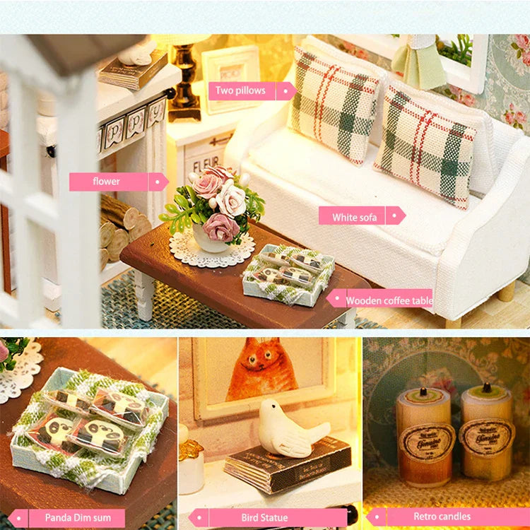 Mini domek dla kotka z meblami na prezent