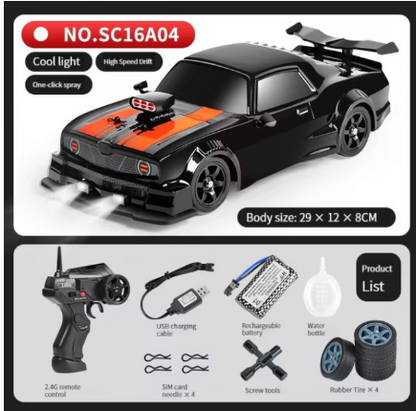 Samochód RC Driftowy 1:16 - Zdalnie Sterowany z Oświetleniem