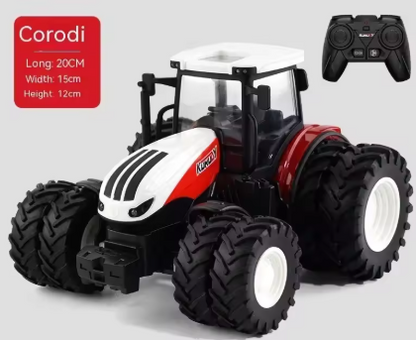 1:24 ze stopu metali, zdalnie sterowany traktor z reflektorami, symulacja, elektryczny ciągnik rolniczy, zestaw zabawek dla dzieci na zewnątrz, prezenty