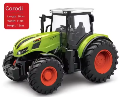 1:24 ze stopu metali, zdalnie sterowany traktor z reflektorami, symulacja, elektryczny ciągnik rolniczy, zestaw zabawek dla dzieci na zewnątrz, prezenty