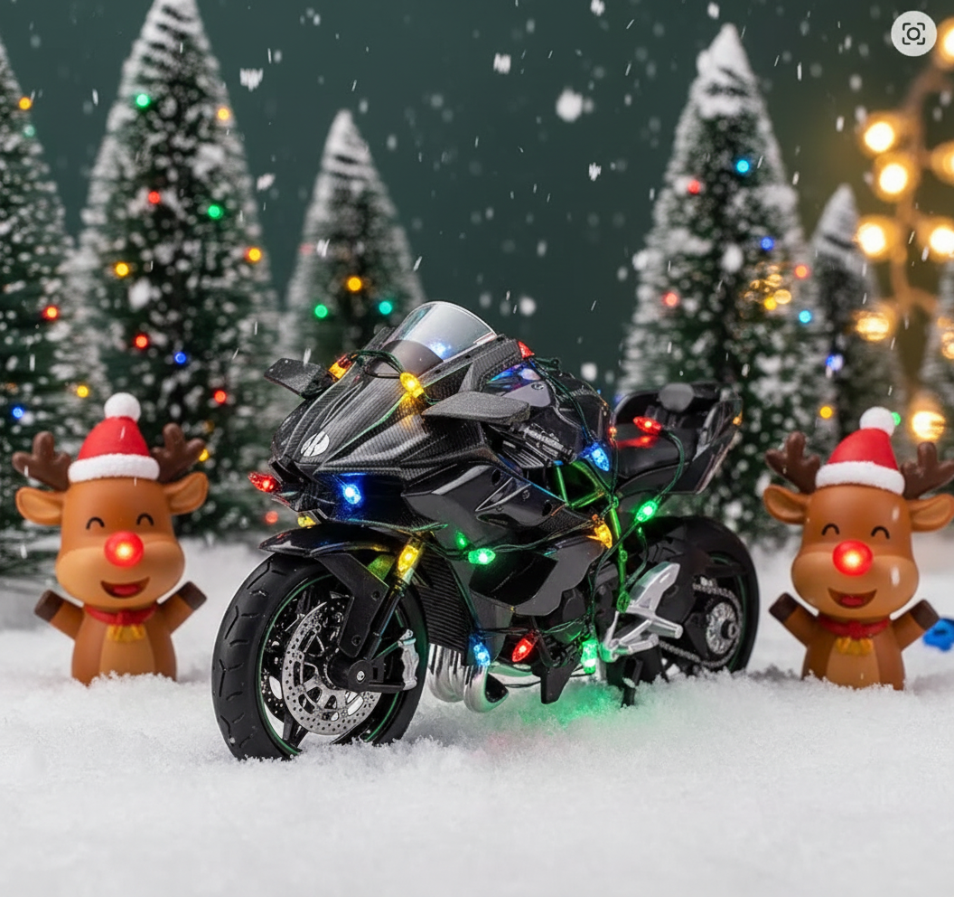 Świąteczny motor z reniferami