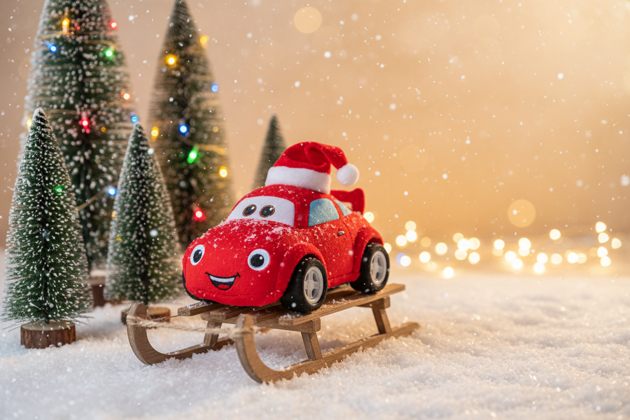 Świąteczny samochodzik na sankach